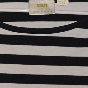 Maeve Black and White Striped Long Sleeve Tee